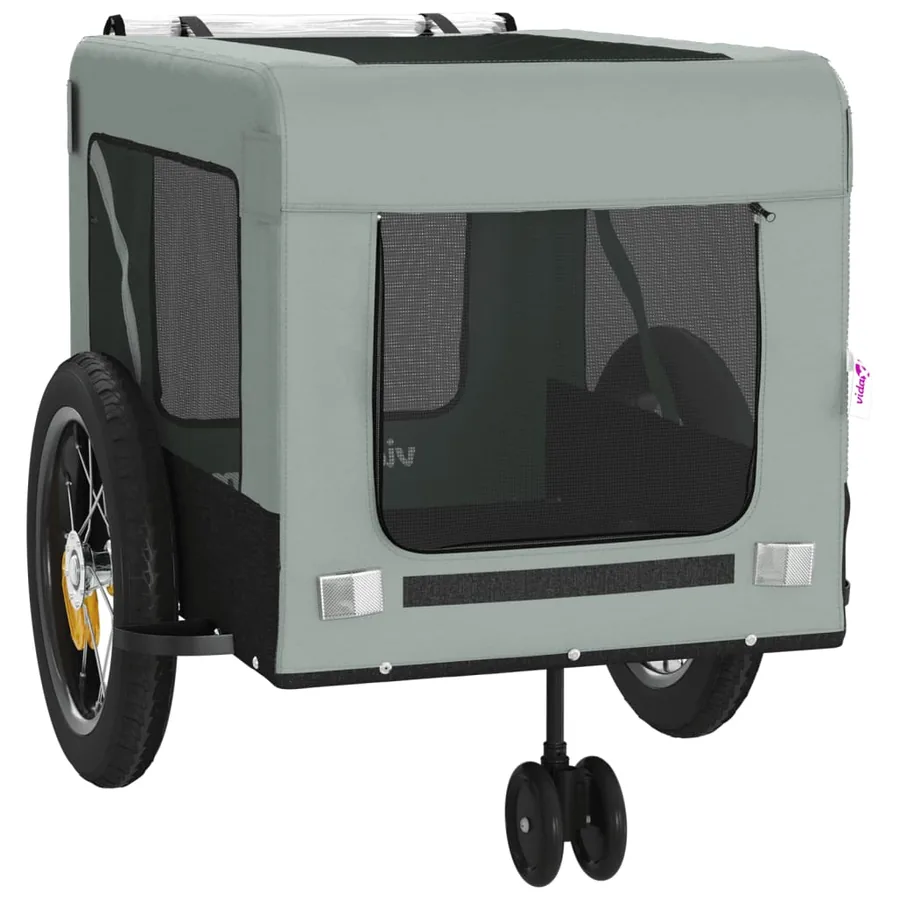Remorque de vélo pour animaux de compagnie gris et noir - 6