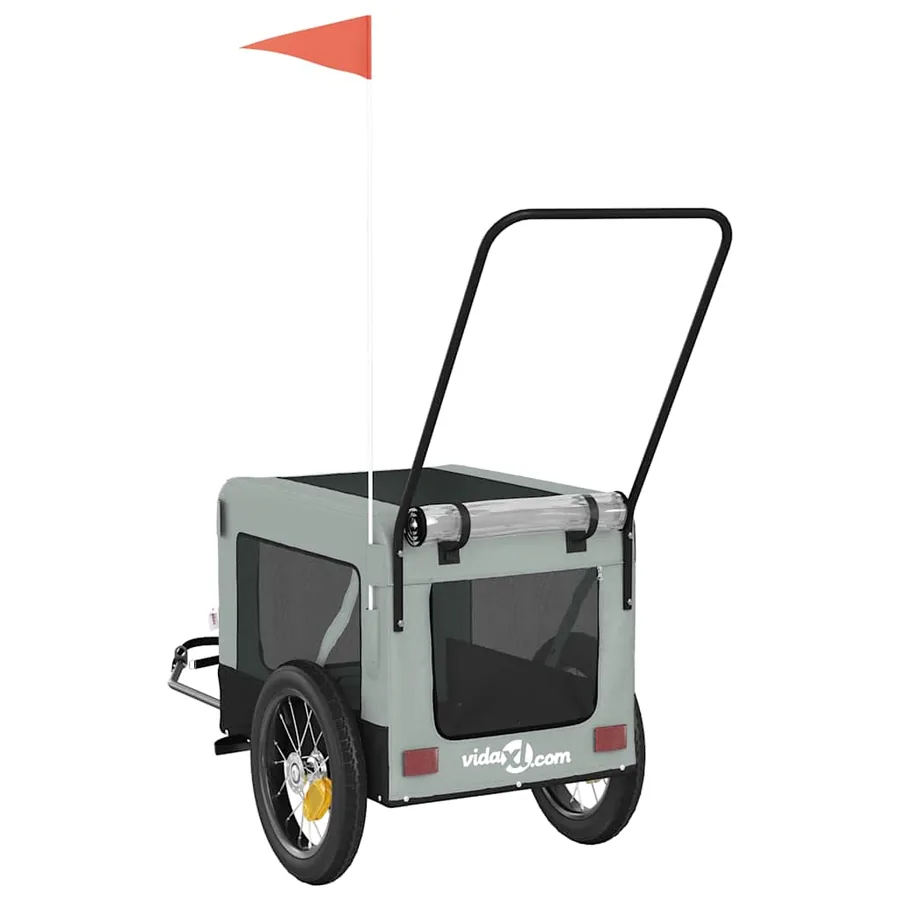 Remorque de vélo pour animaux de compagnie gris et noir - 9