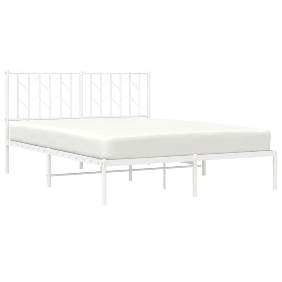 Cadre de lit métal sans matelas et tête de lit blanc 140x190 cm - 3