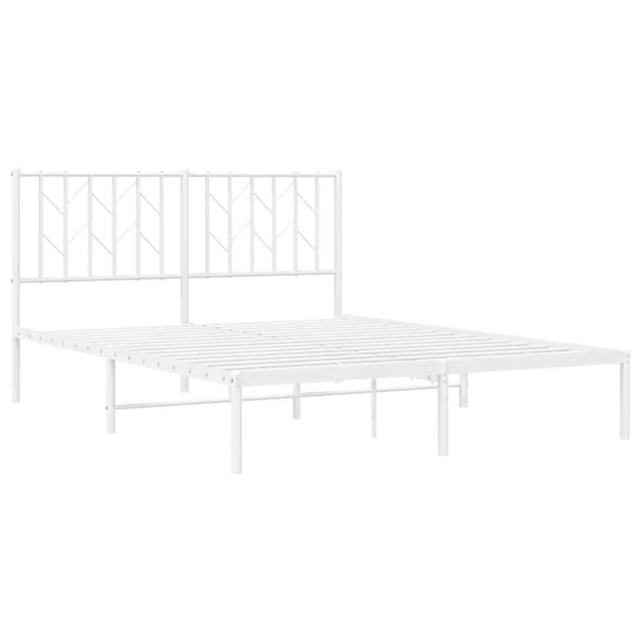 Cadre de lit métal sans matelas et tête de lit blanc 140x190 cm - 4