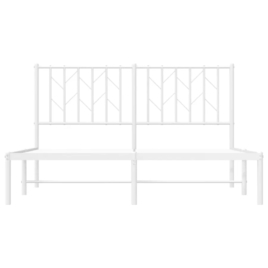 Cadre de lit métal sans matelas et tête de lit blanc 140x190 cm - 5