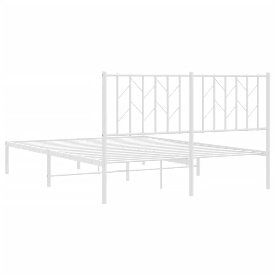 Cadre de lit métal sans matelas et tête de lit blanc 140x190 cm - 7