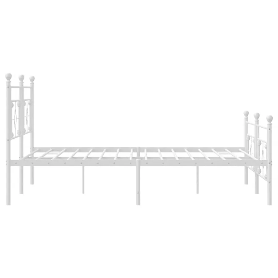 Cadre de lit métal sans matelas et pied de lit blanc 193x203 cm - 7