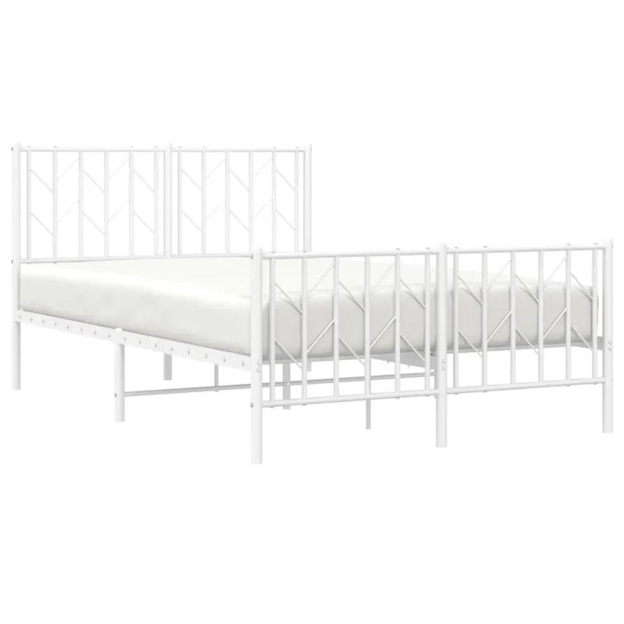 Cadre de lit métal sans matelas et pied de lit blanc 120x190 cm - 3