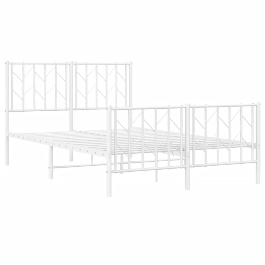 Cadre de lit métal sans matelas et pied de lit blanc 120x190 cm - 4
