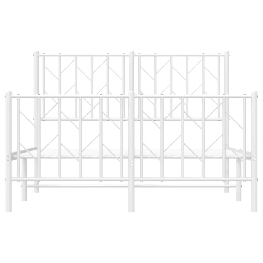 Cadre de lit métal sans matelas et pied de lit blanc 120x190 cm - 5