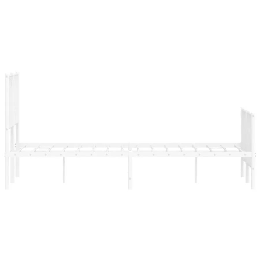 Cadre de lit métal sans matelas et pied de lit blanc 120x190 cm - 6