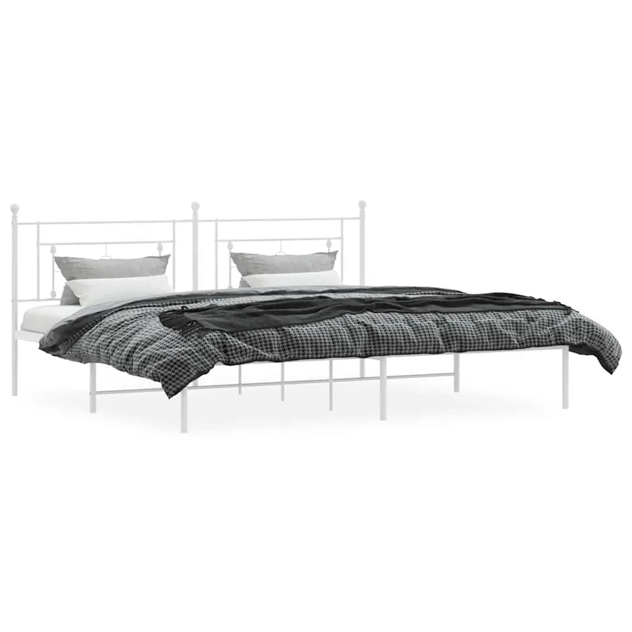 Cadre de lit métal sans matelas et tête de lit blanc 193x203 cm - 5