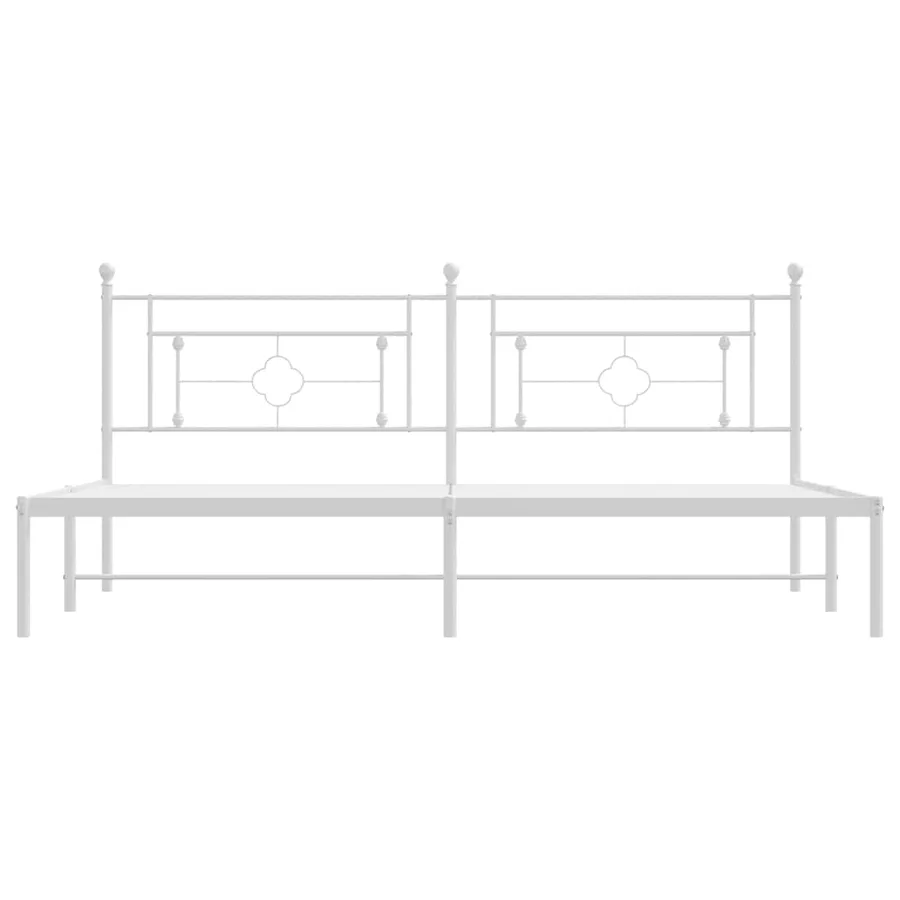 Cadre de lit métal sans matelas et tête de lit blanc 193x203 cm - 6