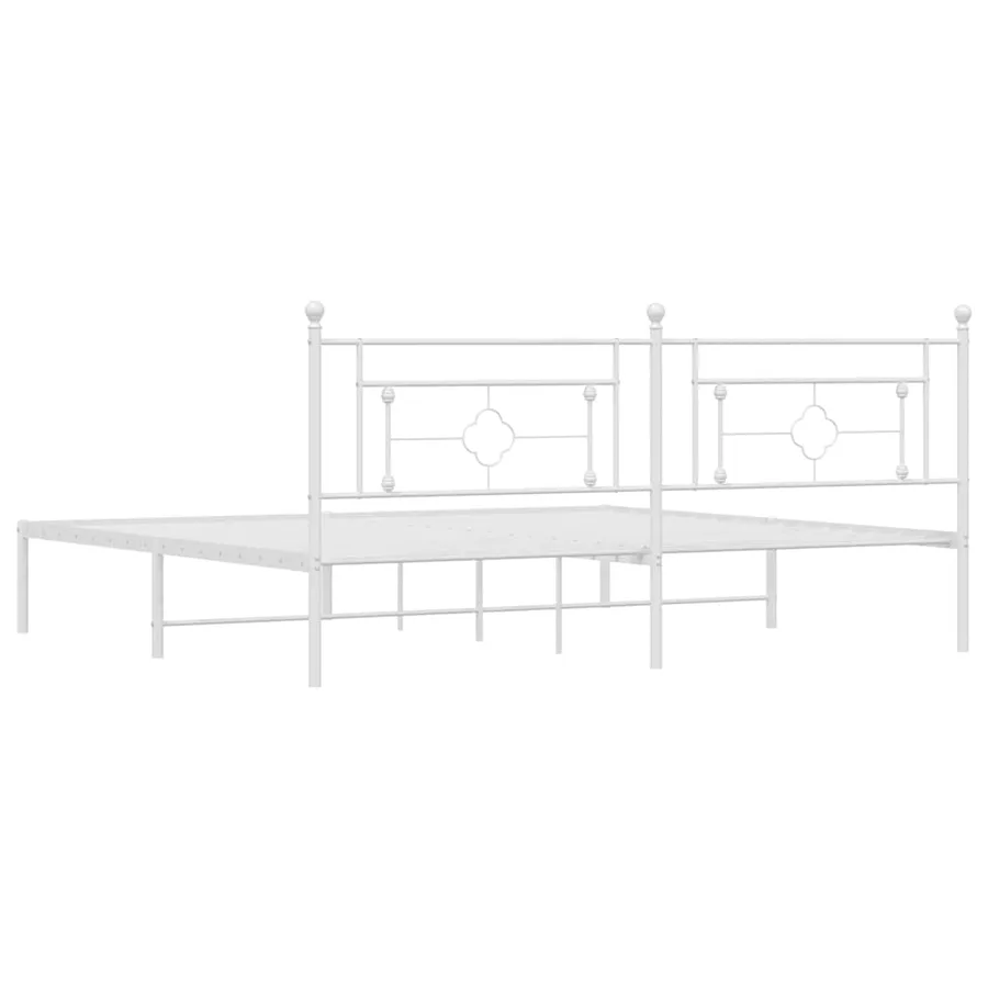 Cadre de lit métal sans matelas et tête de lit blanc 193x203 cm - 8