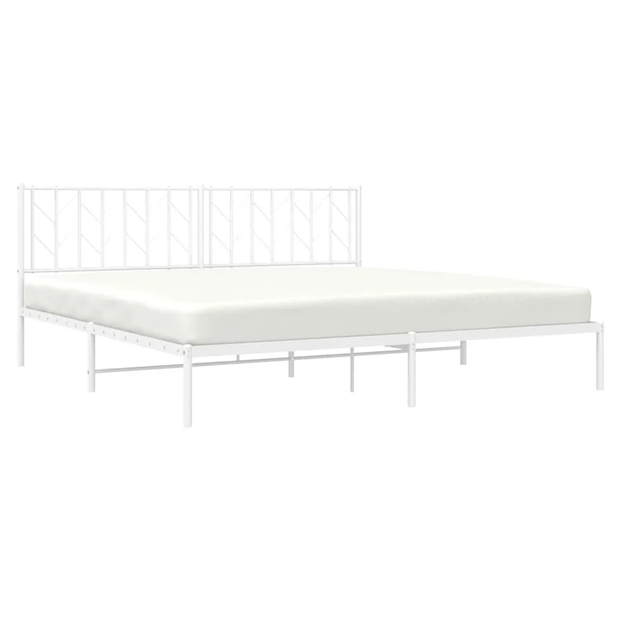 Cadre de lit métal sans matelas et tête de lit blanc 193x203 cm - 5