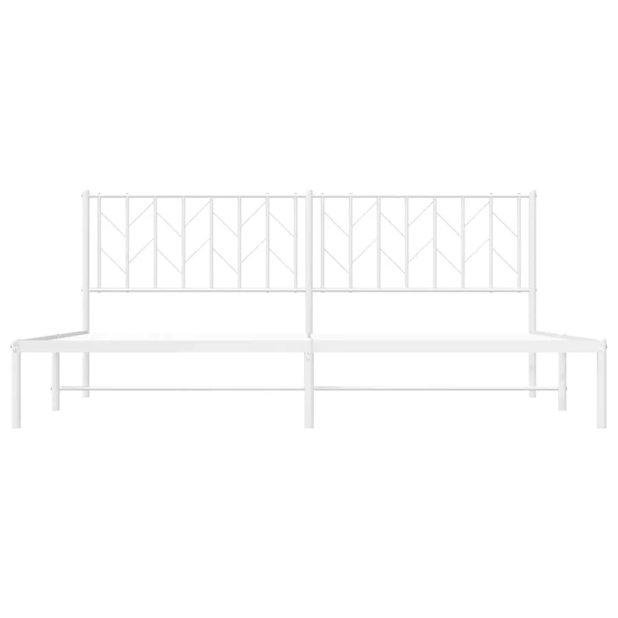 Cadre de lit métal sans matelas et tête de lit blanc 193x203 cm - 6