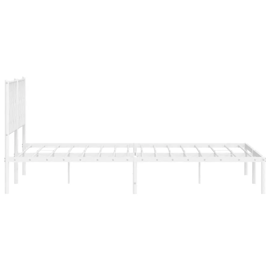 Cadre de lit métal sans matelas et tête de lit blanc 193x203 cm - 7
