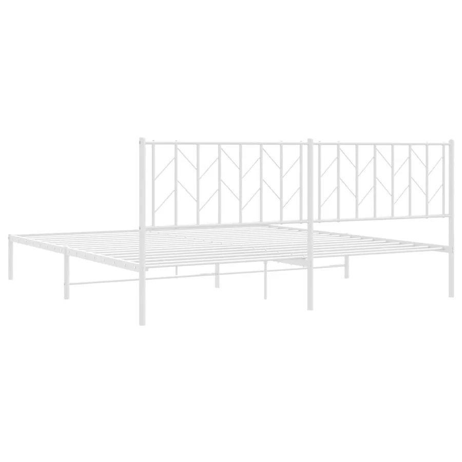 Cadre de lit métal sans matelas et tête de lit blanc 193x203 cm - 8