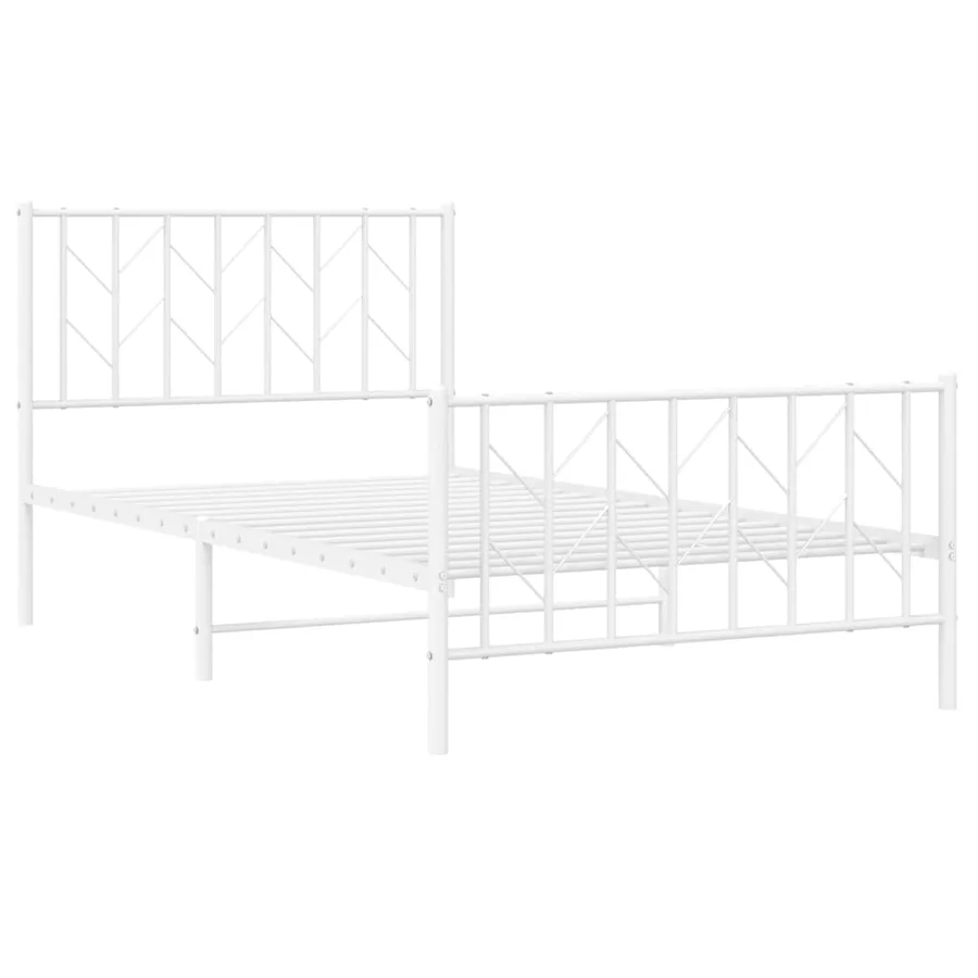 Cadre de lit métal sans matelas et pied de lit blanc 100x200 cm - 4