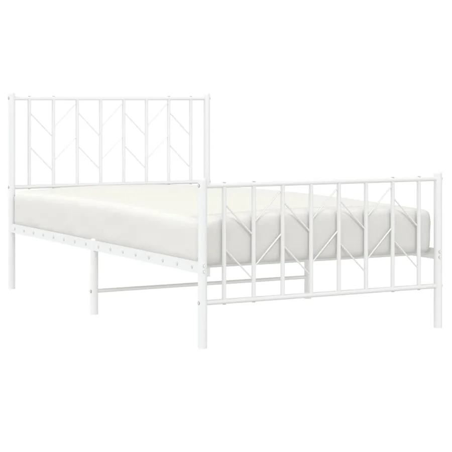 Cadre de lit métal sans matelas et pied de lit blanc 100x200 cm - 5