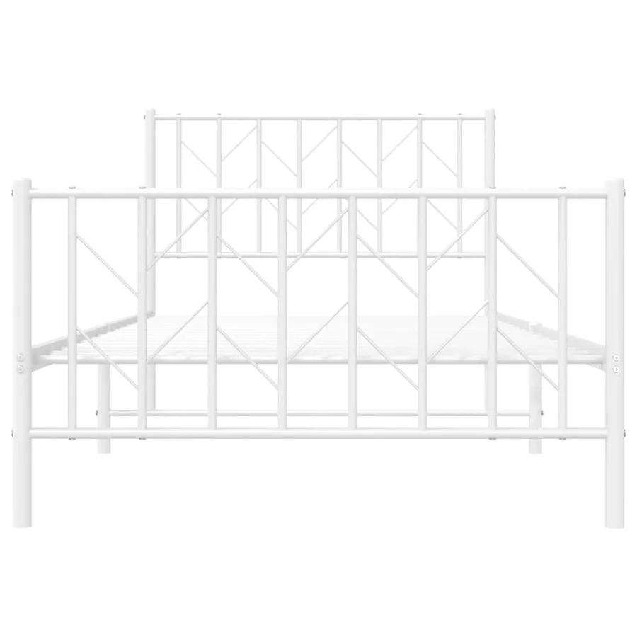 Cadre de lit métal sans matelas et pied de lit blanc 100x200 cm - 6