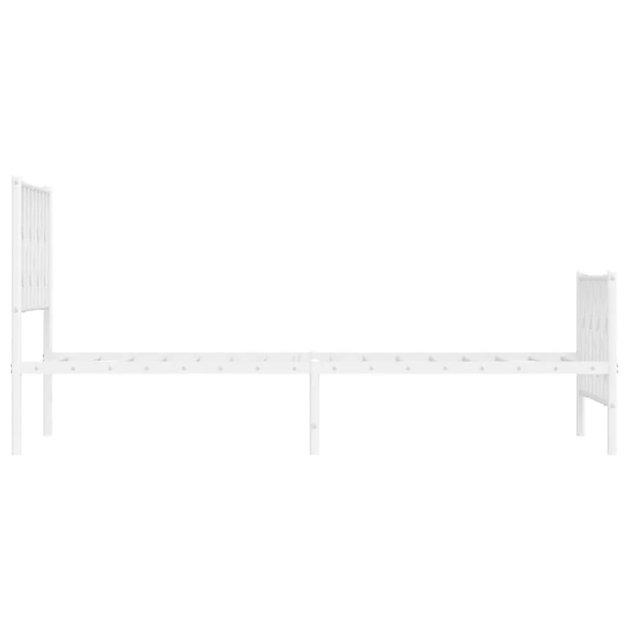 Cadre de lit métal sans matelas et pied de lit blanc 100x200 cm - 7