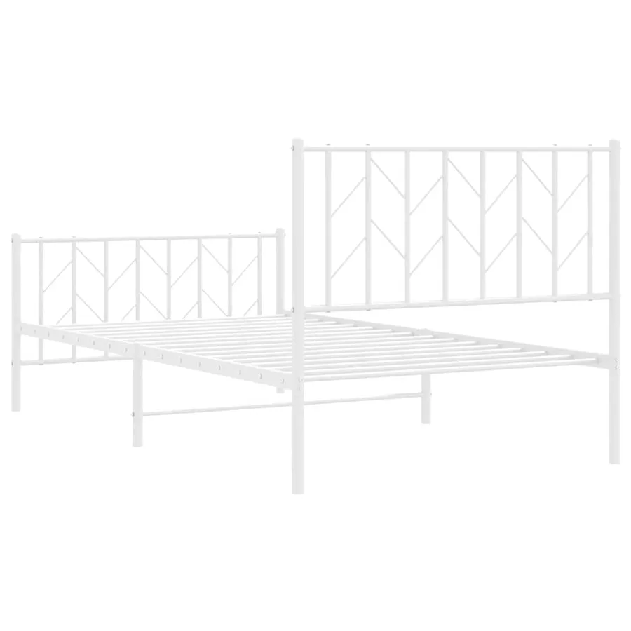 Cadre de lit métal sans matelas et pied de lit blanc 100x200 cm - 8