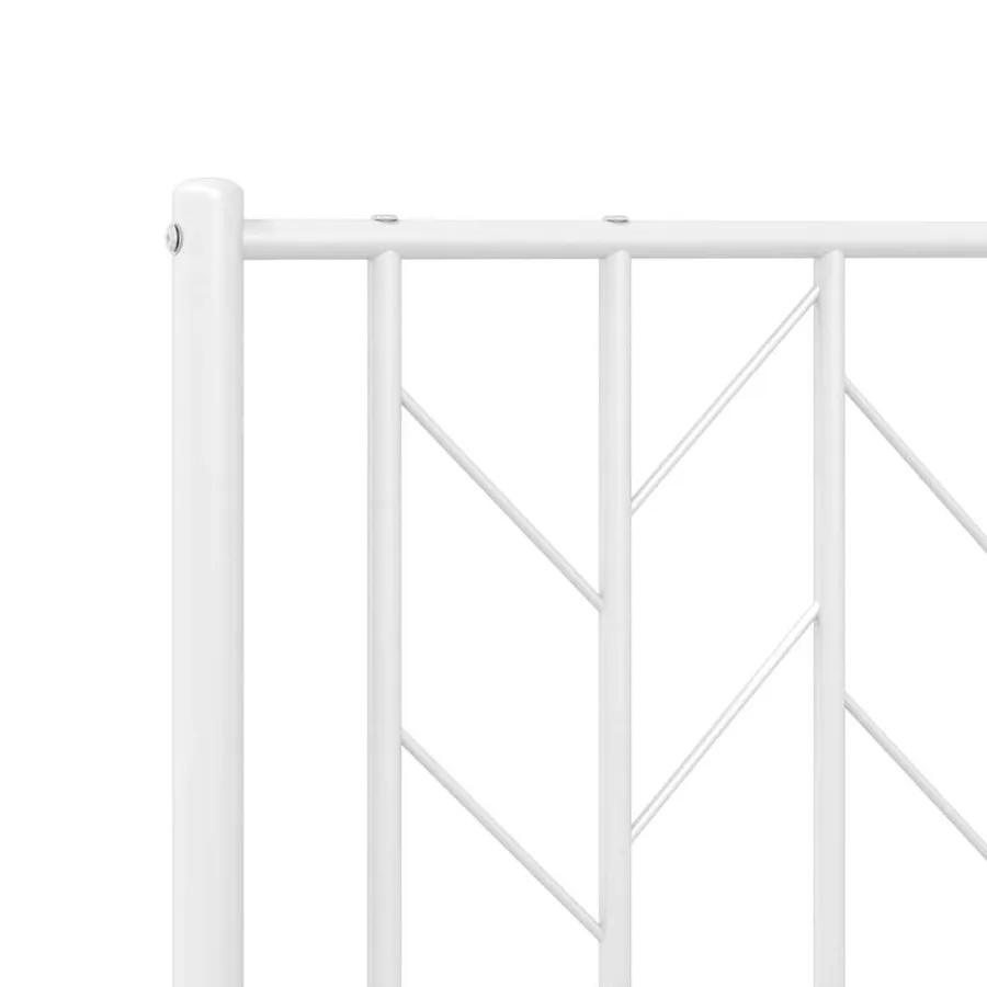 Cadre de lit métal sans matelas et pied de lit blanc 100x200 cm - 9