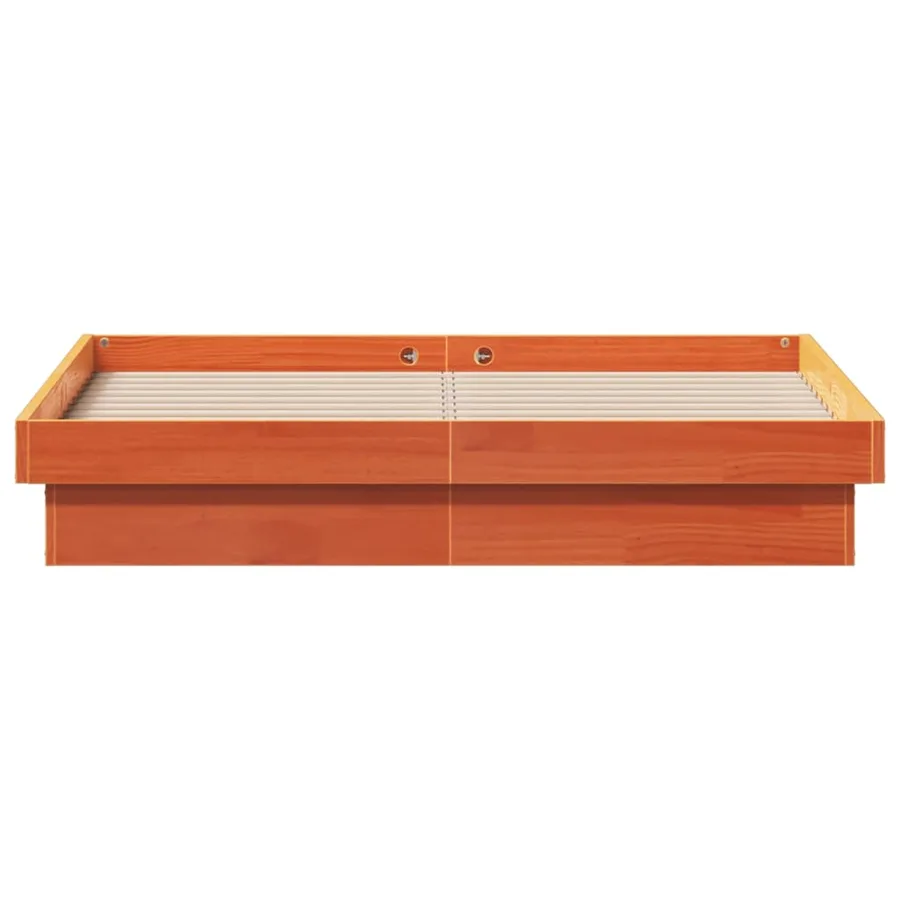 Cadre de lit à LED sans matelas 135x190 cm bois massif - 7