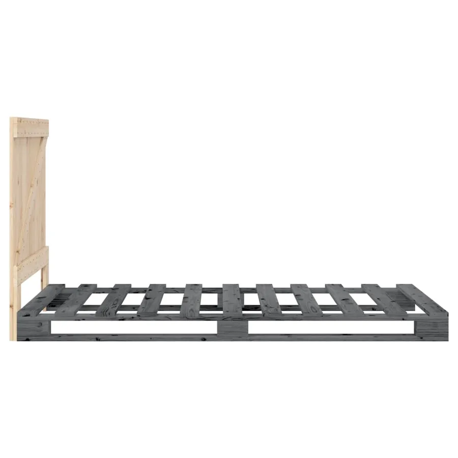 Cadre de lit sans matelas gris 90x200 cm bois de pin massif - 8