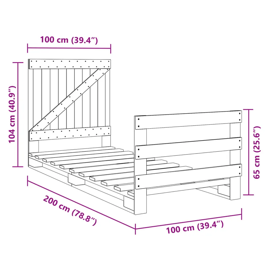Cadre de lit sans matelas avec tête de lit 100x200 cm - 11