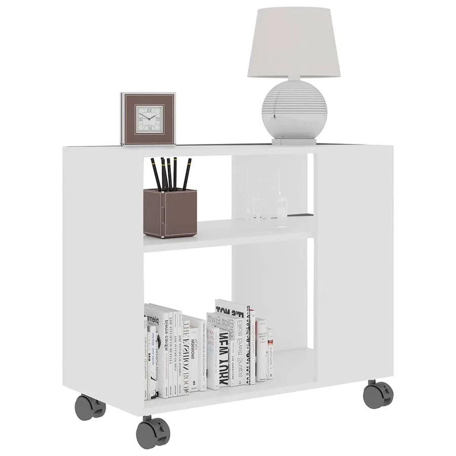 Table d'appoint Blanc 70x35x55 cm Bois d'ingénierie - 3