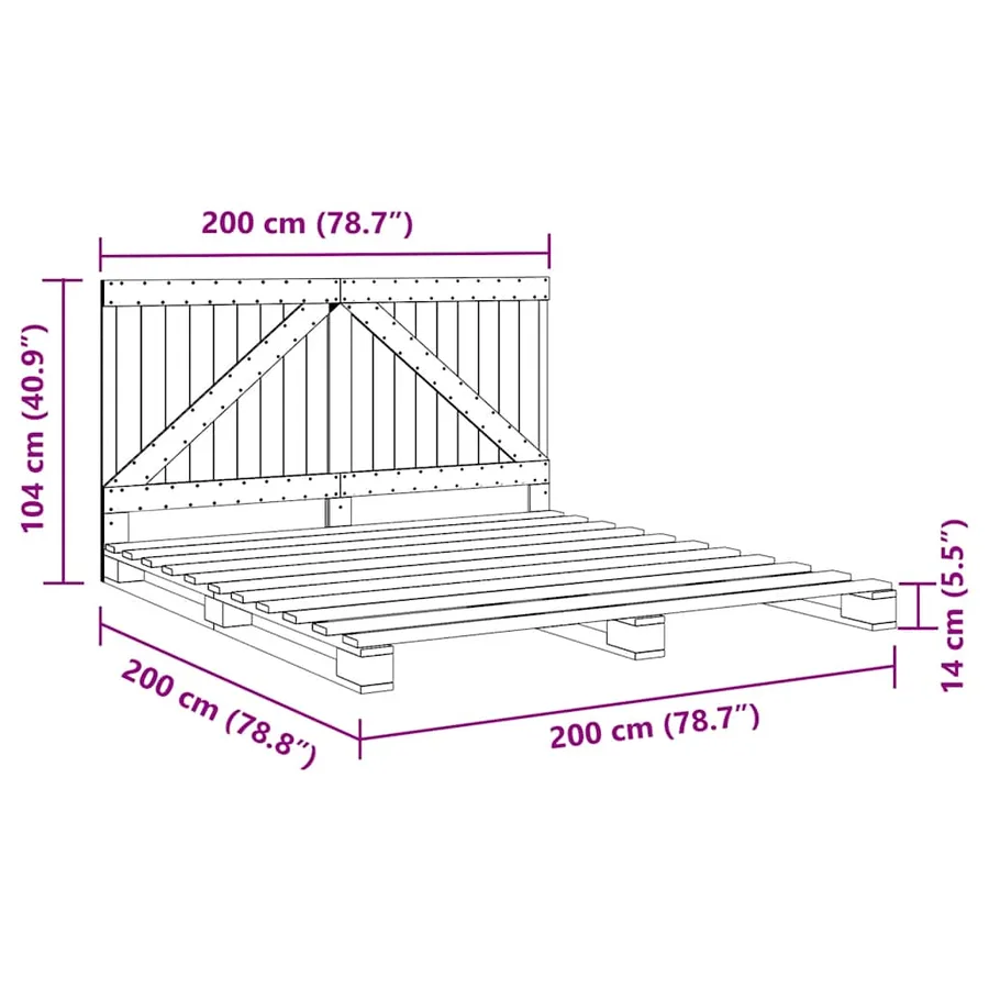 Cadre de lit sans matelas avec tête de lit 200x200 cm - 11