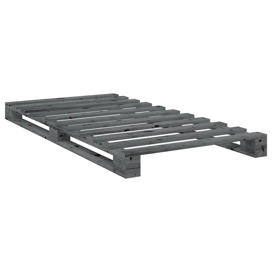 Cadre de lit sans matelas gris 100x200 cm bois massif de pin - 6