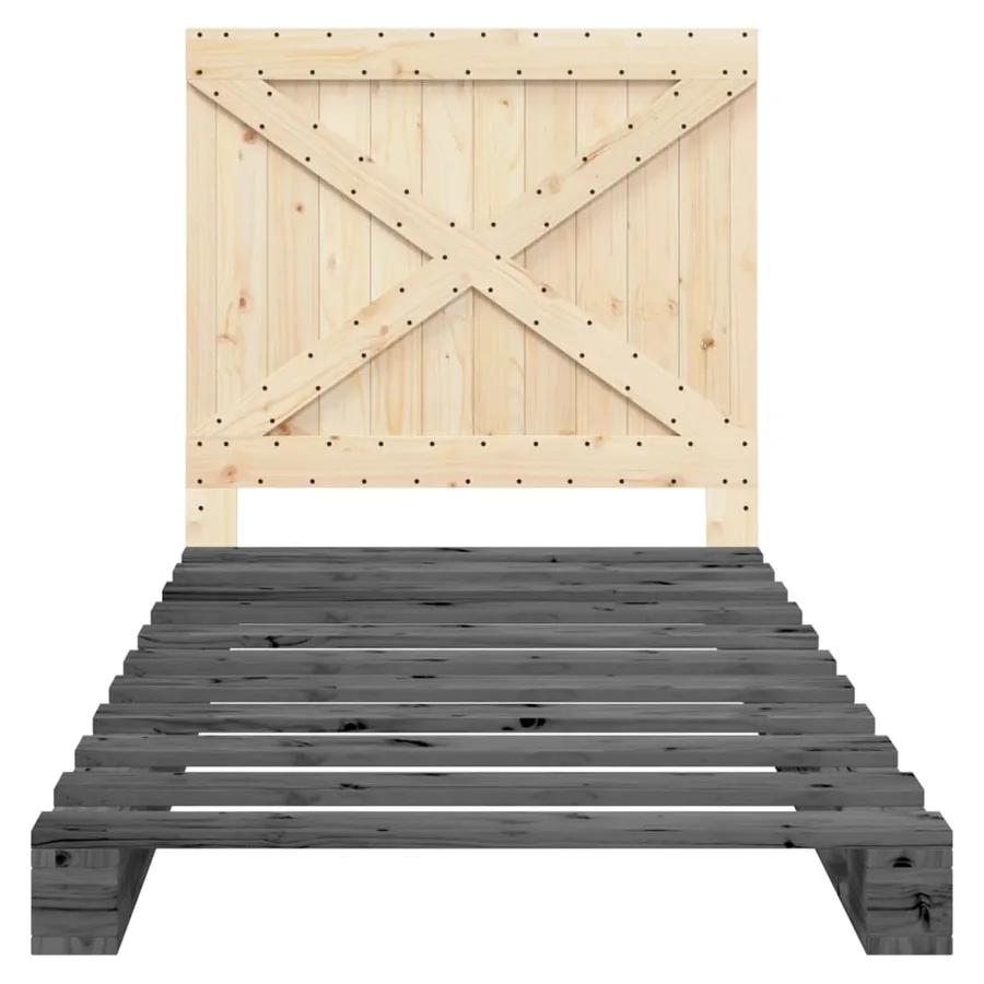 Cadre de lit sans matelas gris 100x200 cm bois massif de pin - 7