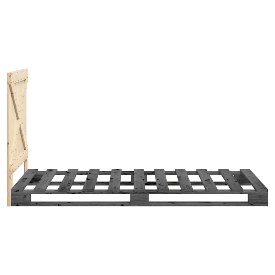 Cadre de lit sans matelas gris 100x200 cm bois massif de pin - 8