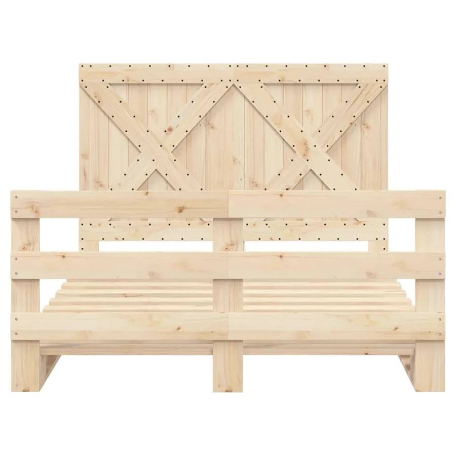 Cadre de lit sans matelas avec tête de lit bois massif - 5