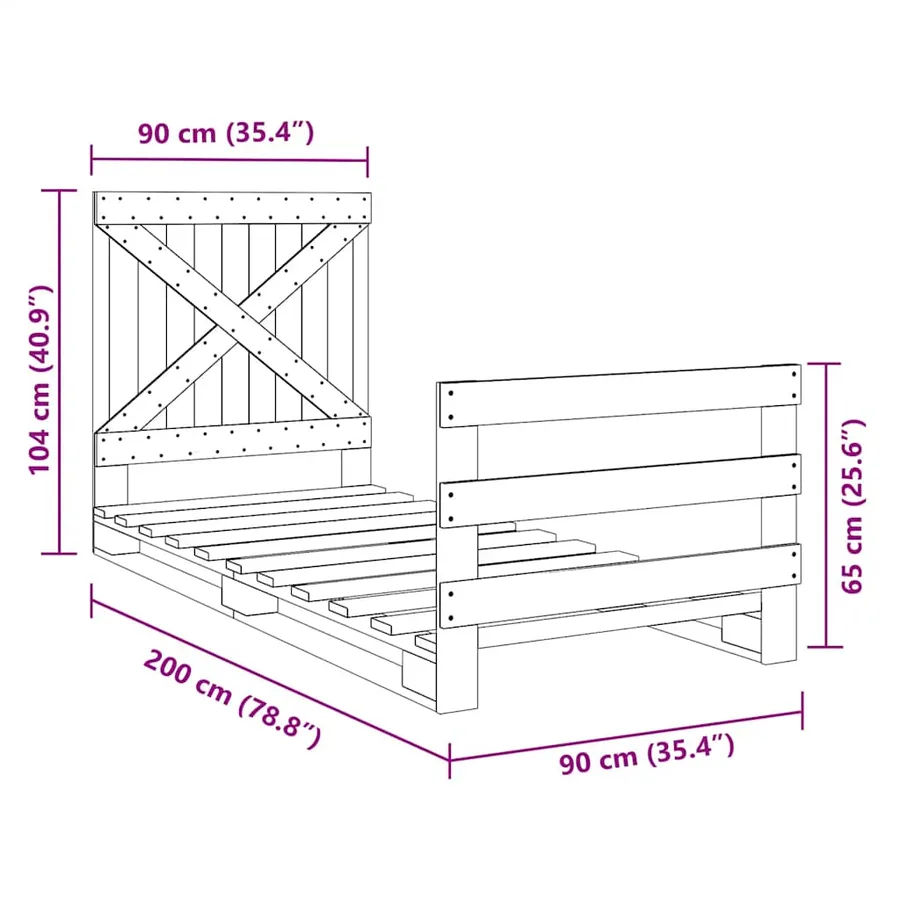 Cadre de lit sans matelas avec tête de lit 90x200 cm - 11