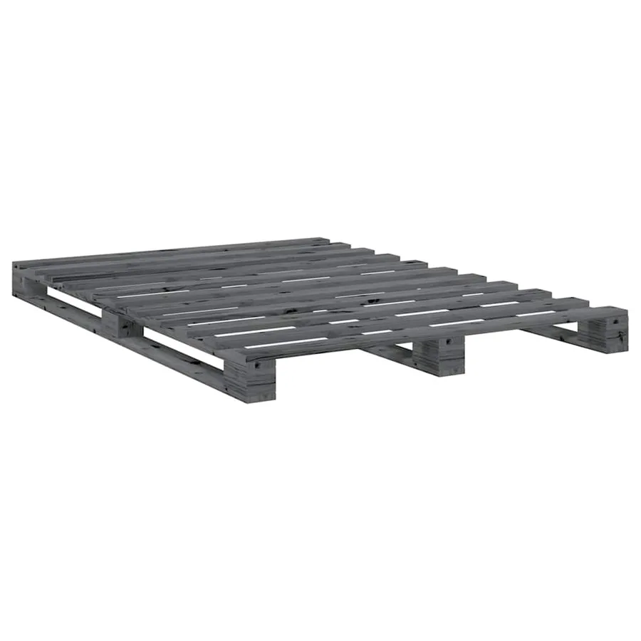 Cadre de lit sans matelas gris 160x200 cm bois de pin massif - 7