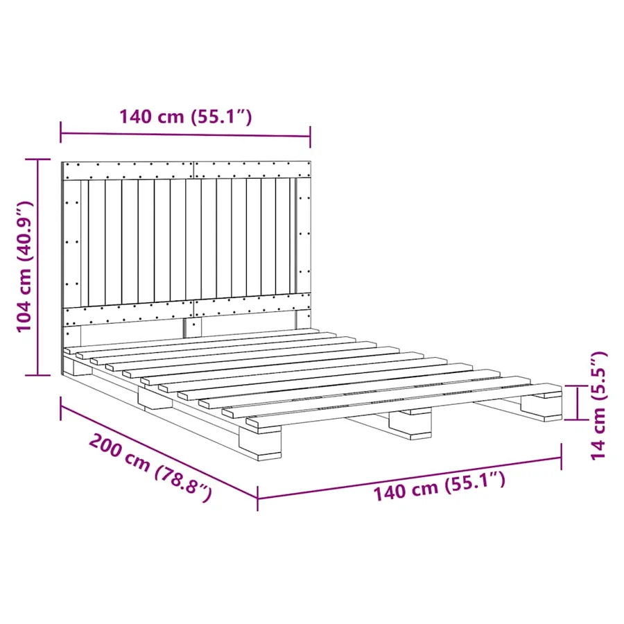 Cadre de lit sans matelas avec tête de lit bois massif - 11