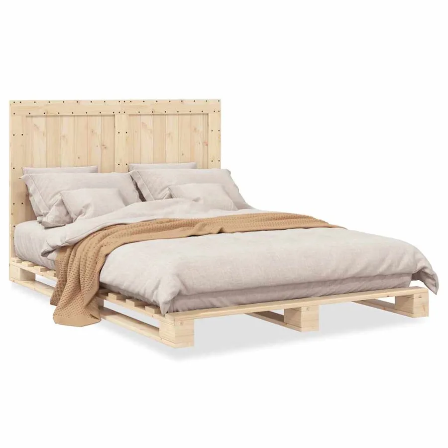 Cadre de lit sans matelas avec tête de lit bois massif - 2