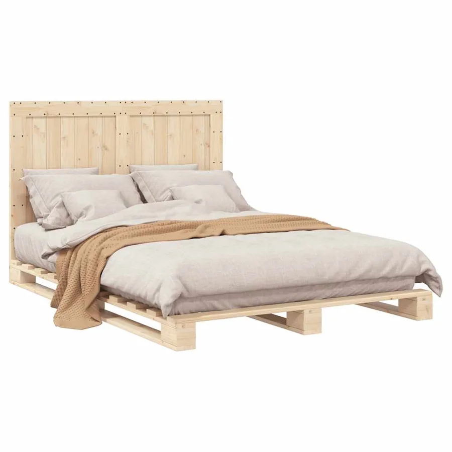 Cadre de lit sans matelas avec tête de lit bois massif - 4
