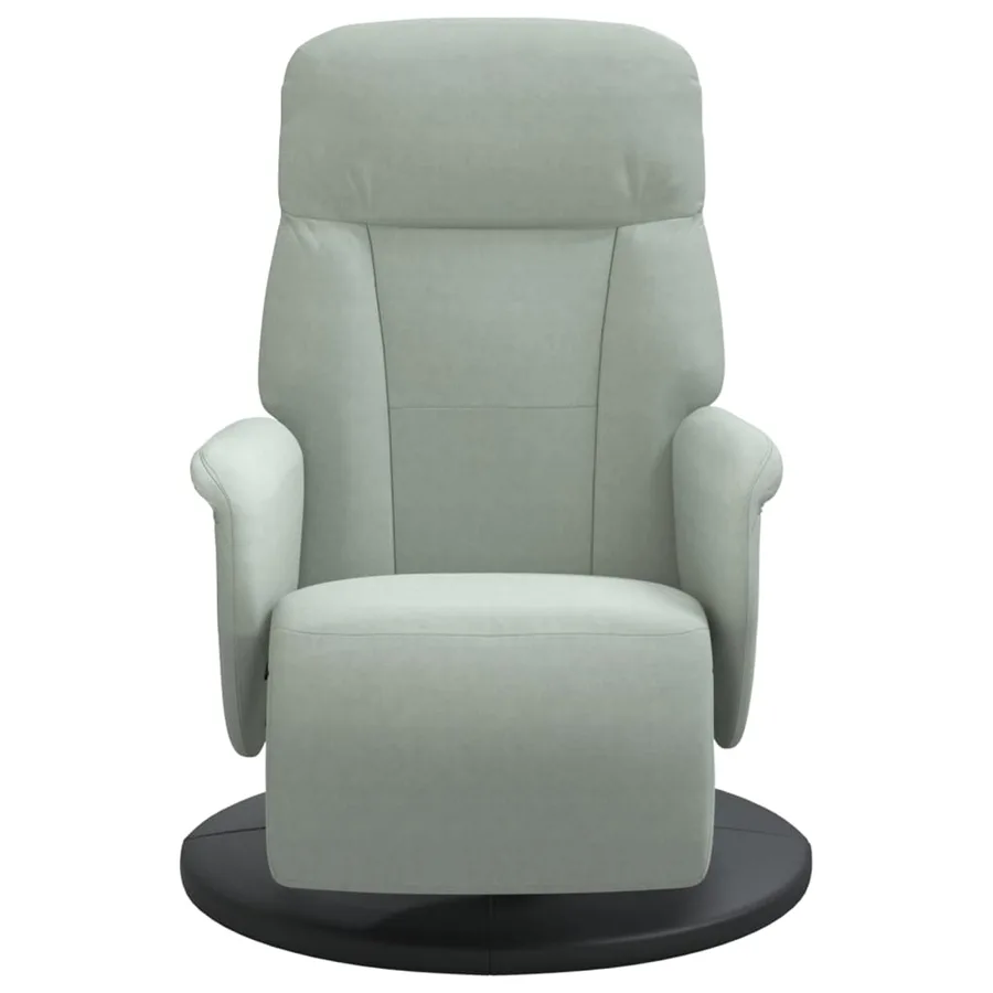Fauteuil inclinable avec repose-pied gris clair velours - 3
