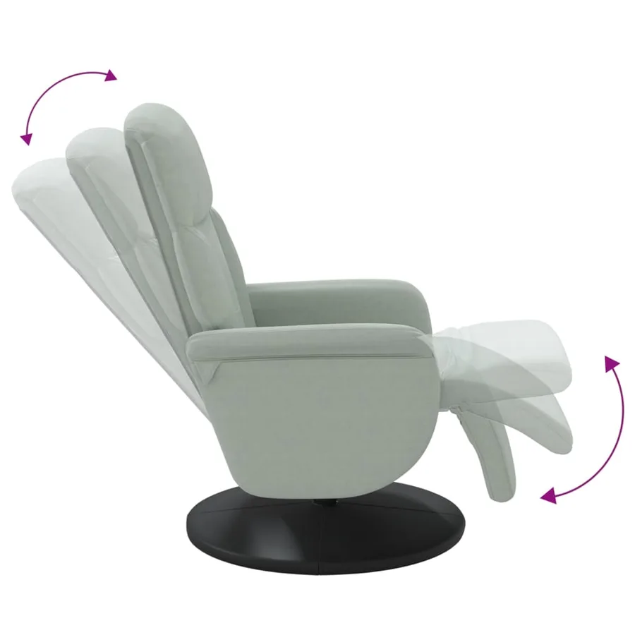 Fauteuil inclinable avec repose-pied gris clair velours - 6