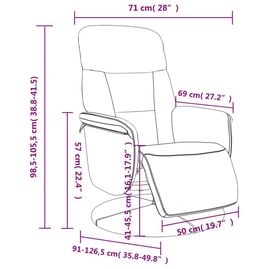 Fauteuil inclinable avec repose-pied gris clair velours - 9