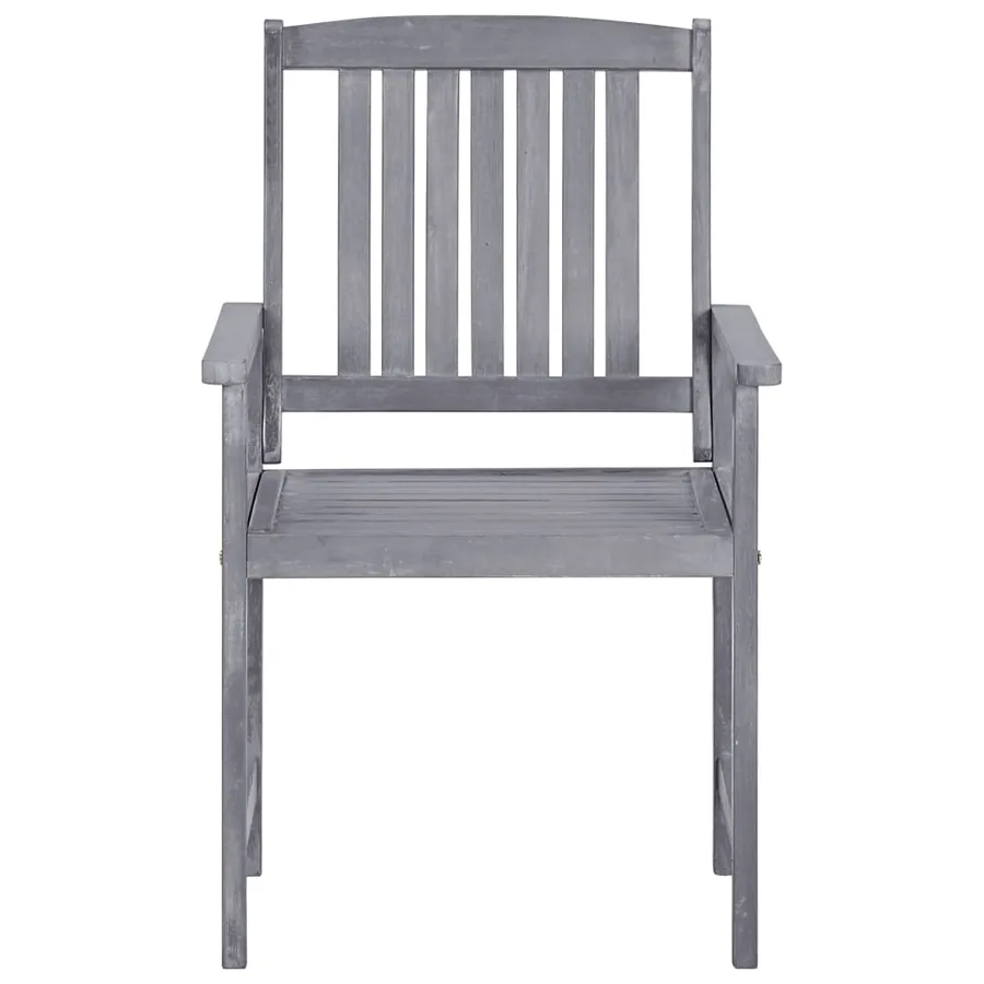 Chaises de jardin lot de 4 Bois massif d'acacia Gris - 5