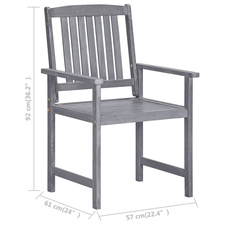 Chaises de jardin lot de 4 Bois massif d'acacia Gris - 8