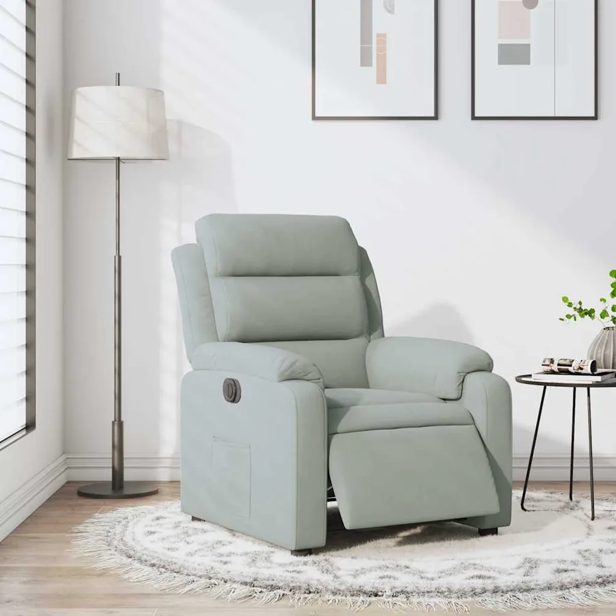 Fauteuil inclinable électrique gris clair velours - 16