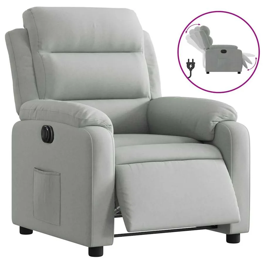 Fauteuil inclinable électrique gris clair velours - 2