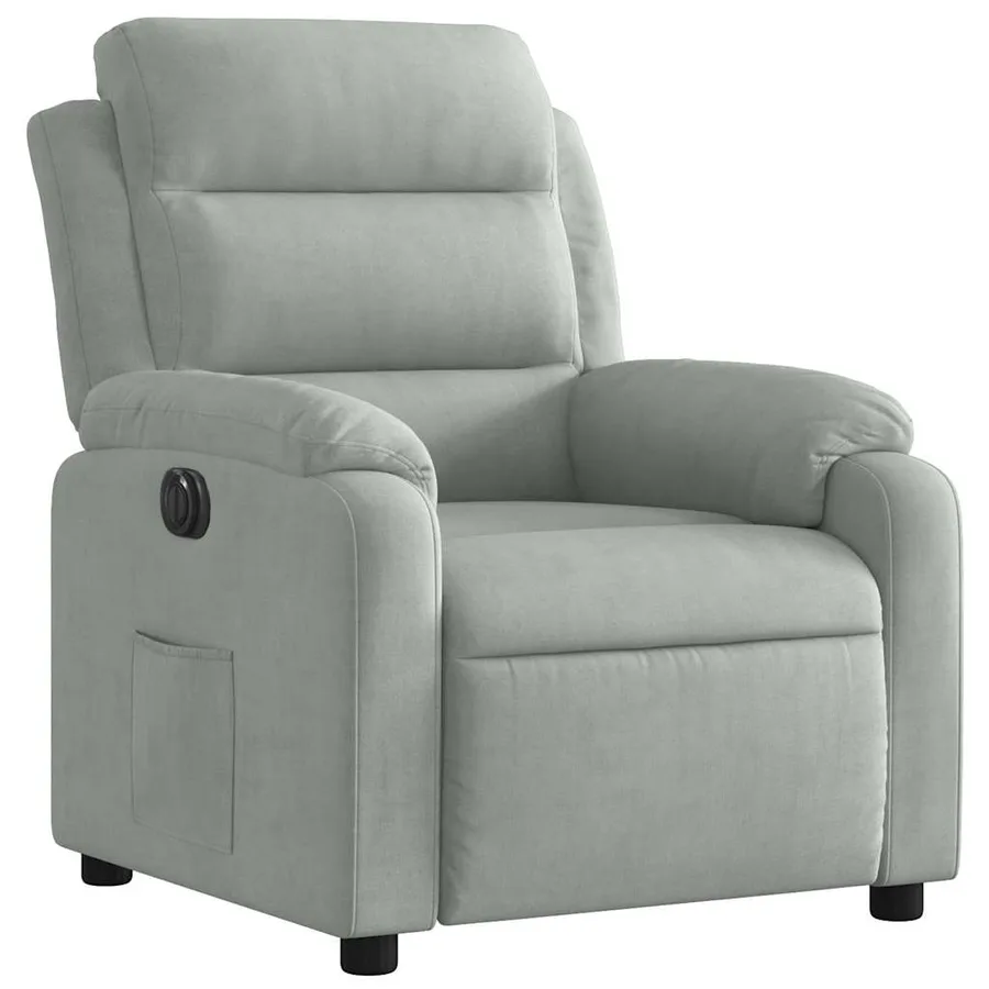 Fauteuil inclinable électrique gris clair velours - 4