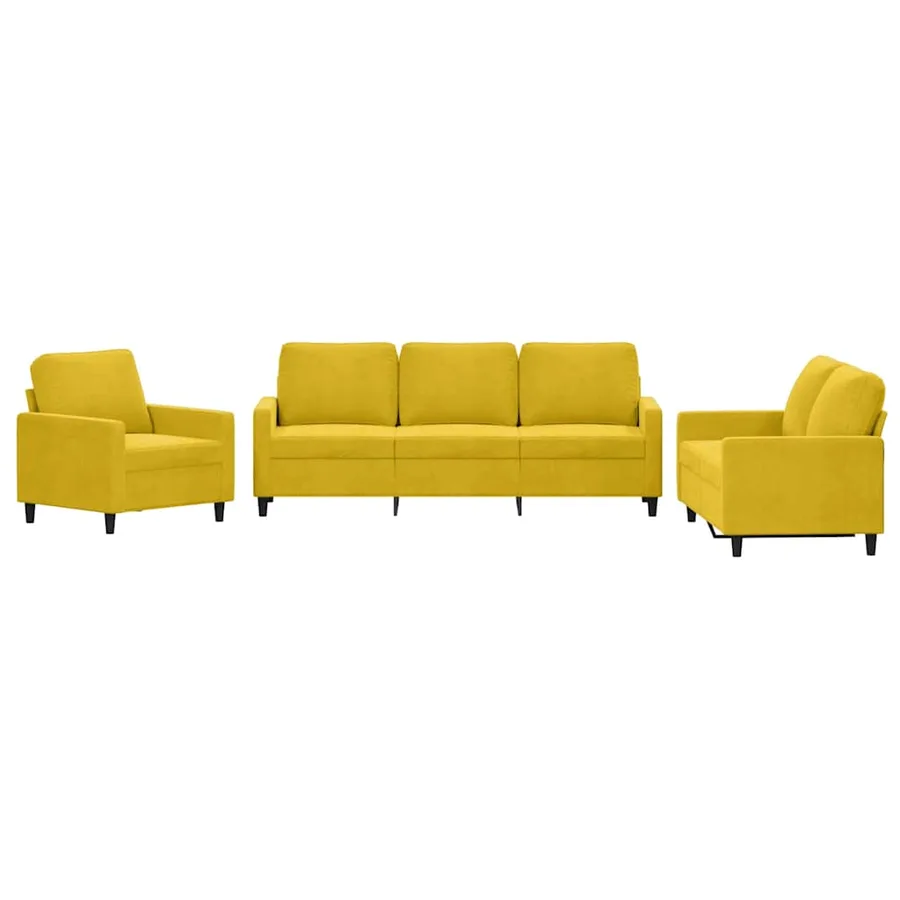 Ensemble de canapés 3 pcs avec coussins Jaune Velours - 2