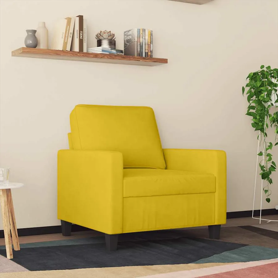 Fauteuil Jaune 60 cm Velours - 3