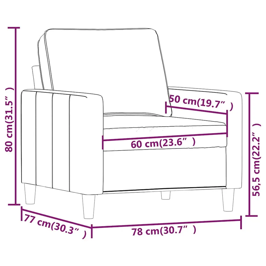 Fauteuil Jaune 60 cm Velours - 9