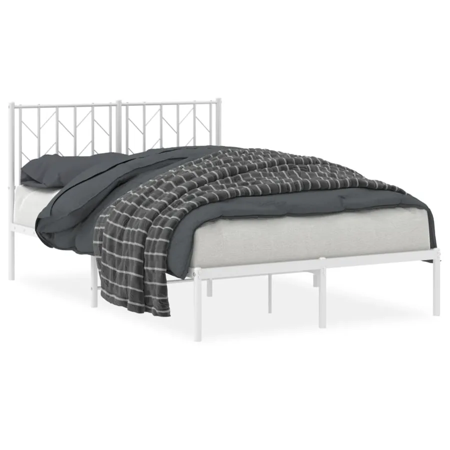 Cadre de lit métal sans matelas et tête de lit blanc 120x200 cm - 2